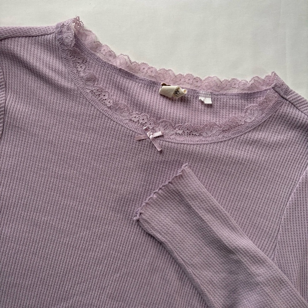 LA Hearts by Pacsun Long-Sleeve Ribbed Cropped Top Medium